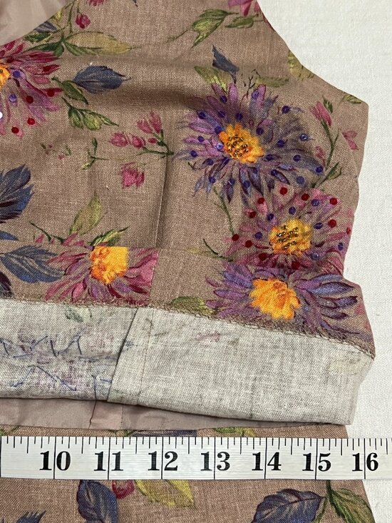 Positive Attitude Linen Floral Beaded Dress Women’s Size 8 Sleeveles Tan Floral - Picture 8 of 11